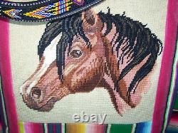 Beauty! OOAK Large Custom Design Saltillo Serape Needlepoint Western Horse Tote