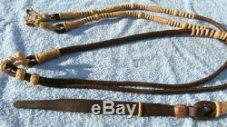 Braided Latigo Leather Lots of Rawhide Buttons Vintage Horse Show Romal Reins