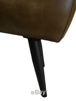 Brown Leather Bench Pommel Horse Style Metal Legs Length 90cm