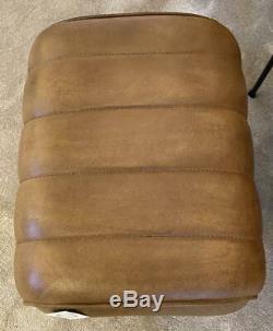Brown Leather Stool / Footstool Wood Legs Pommel Horse Style Retro Vintage