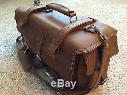 Brown Saddle Leather Side Pocket Duffel Bag, equestrian horse back vintage look