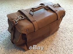 Brown Saddle Leather Side Pocket Duffel Bag, equestrian horse back vintage look