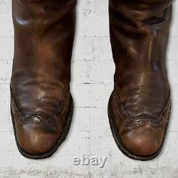 Burberry Brown Leather Vintage Riding Boot Nova Check Made in Italy Womens 8.5