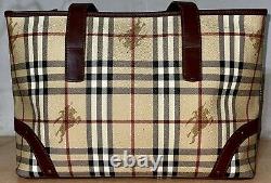 Burberry Haymarket Check & Brown Leather Trim Medium Shoulder Bag Vintage