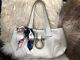 Burberry Vintage Tote White Leather With Horse Bit Charm Authentic