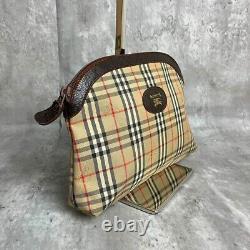 Burberrys Pouch Nova Check Shadow Horse Pattern Brown Authentic Vintage NM6724EK