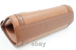 Burberrys Vintage Top Handle bag Horse logo Inner nova check Leather Brown 6077h