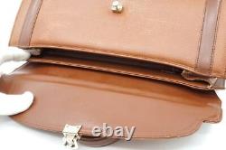 Burberrys Vintage Top Handle bag Horse logo Inner nova check Leather Brown 6077h