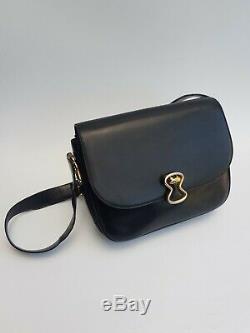 CELINE Bag. Céline Vintage Black Leather Box Horse Carriage bag Bag