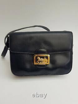 CELINE Bag. Céline Vintage Navy Blue Leather Box Horse Carriage bag BagCELINE Ba