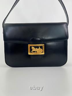 CELINE Box Shoulder Bag Horse Carriage SHOULDER BAG MADE IN ITALY VINTAGE Black