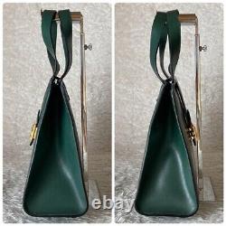 CELINE Difficult To Get Horse Carriage Fitting HandBag Vintage Leather Green