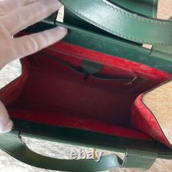 CELINE Difficult To Get Horse Carriage Fitting HandBag Vintage Leather Green