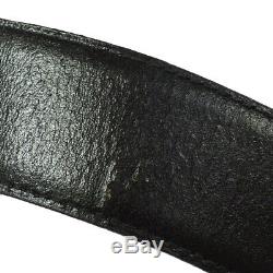 CELINE Horse Carriage Buckle Belt Black Leather #65 Vintage A46638j