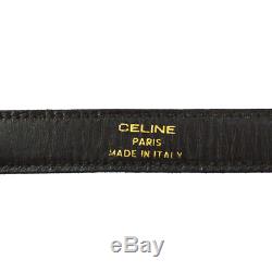 CELINE Horse Carriage Buckle Belt Dark Brown Leather #65 Vintage F03173
