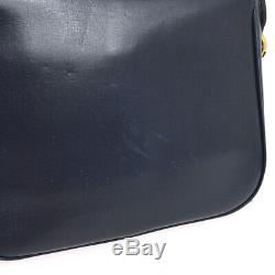 CELINE Horse Carriage Cross Body Shoulder Bag Navy Leather Vintage AK38685