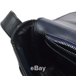 CELINE Horse Carriage Cross Body Shoulder Bag Navy Leather Vintage AK38685