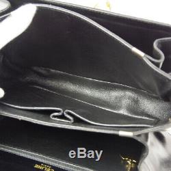 CELINE Horse Carriage Logos Cross Body Shoulder Bag Black Leather Vintage R11775