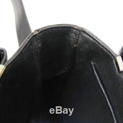 CELINE Horse Carriage Logos Cross Body Shoulder Bag Black Leather Vintage R11775