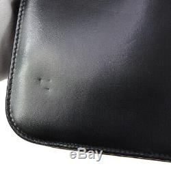 CELINE Horse Carriage Logos Hand Bag F97/2 Black Leather Vintage R11783