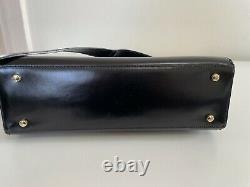 CELINE Horse Carriage Shoulder Bag Black Gold Leather Vintage Italy 33316