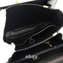 CELINE Horse Carriage Shoulder Bag Black Gold Leather Vintage Italy AK38176k