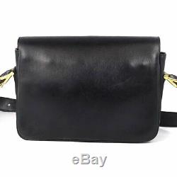 CELINE Horse Carriage Shoulder Bag Calf Leather Ladies Vintage Black