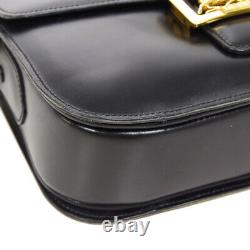 CELINE Horse Carriage Shoulder Bag F/06 Purse Black Leather Vintage RK14638