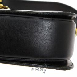 CELINE Horse Carriage Shoulder Bag Purse Black Leather Vintage Italy AK37954