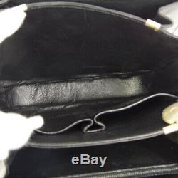CELINE Horse Carriage Shoulder Bag Purse Black Leather Vintage Italy JT08629