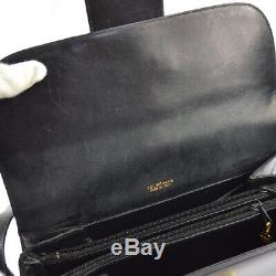 CELINE Horse Carriage Shoulder Bag Purse Black Leather Vintage Italy S09323