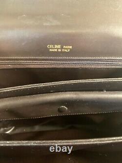 CELINE Horse Carriage Shoulder Bag Purse Dark Brown Leather Vintage Italy