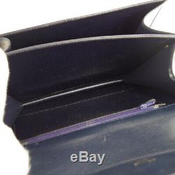 CELINE Horse Carriage Shoulder Bag Purse Navy Leather Vintage Italy Auth NR13668