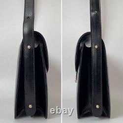 CELINE Horse Carriage Shoulder bag Leather Black Authentic Vintage