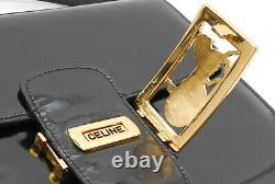 CELINE Horse Carriage Shoulder bag Patent Leather Black Authentic