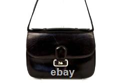 CELINE Horse Carriage Shoulder bag Purse Leather Brown Vintage Auth