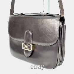 CELINE Horse Carriage Shoulder bag Purse Leather Brown Vintage Auth