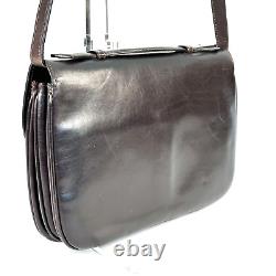 CELINE Horse Carriage Shoulder bag Purse Leather Brown Vintage Auth