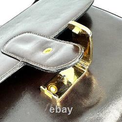 CELINE Horse Carriage Shoulder bag Purse Leather Brown Vintage Auth