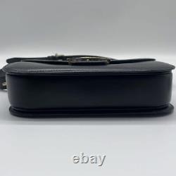 CELINE Horse carriage Shoulder Bag Leather PVC Black Vintage Gold Logo Japan