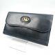 CELINE Long Wallet Vintage Horse Carriage logo Black Leather Auth From JAPAN