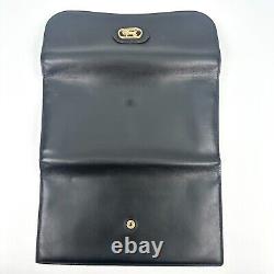 CELINE Long Wallet Vintage Horse Carriage logo Black Leather Auth From JAPAN