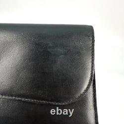 CELINE Long Wallet Vintage Horse Carriage logo Black Leather Auth From JAPAN