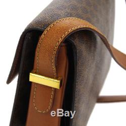 CELINE Macadam Horse Carriage Cross Body Shoulder Bag F/07 Brown PVC VTG S09152