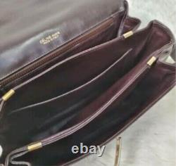 CELINE Old Vintage Leather Horse Carriage Shoulder Bag Brown W23cm H20cm D6cm