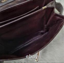 CELINE Old Vintage Leather Horse Carriage Shoulder Bag Brown W23cm H20cm D6cm