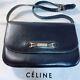 CELINE Shoulder Bag Black Horse bit Gold Hardware Vintage Leather Authentic