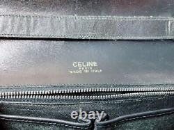 CELINE Shoulder Bag Black Horse bit Gold Hardware Vintage Leather Authentic