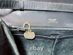 CELINE Shoulder Bag Black Horse bit Gold Hardware Vintage Leather Authentic