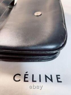 CELINE Shoulder Bag Black Horse bit Gold Hardware Vintage Leather Authentic